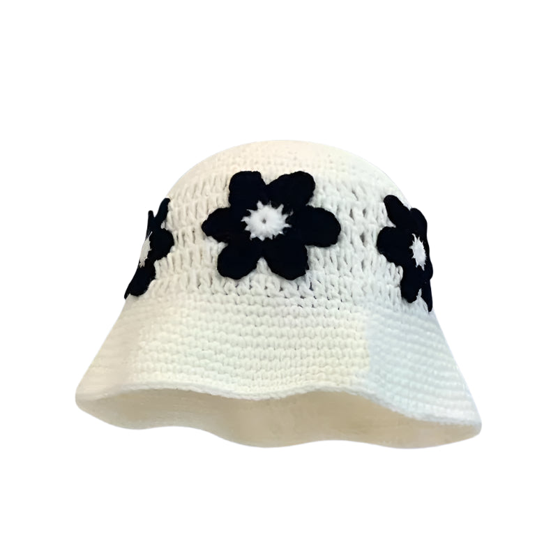 chapeau crochet fleuri