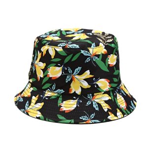 bob à fleurs noir